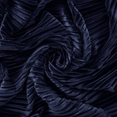 Бархат плиссе, 310 гр/м2, 100 % п/э, 150 см, т.синий