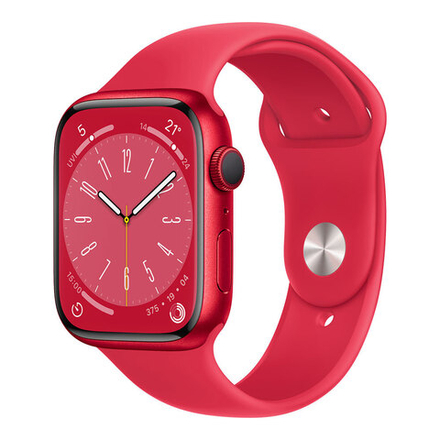Apple Watch Series 8, 45 мм, Умные часы Корпус из алюминия красного цвета, спортивный ремешок (PRODUCT)RED (MNP43)