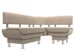 Диван кухонный угловой Альфа правый угол, Бежевый, Велюр, 116684