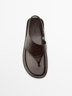 Massimo Dutti Сандалии с тисненым анималистичным принтом, коричневый