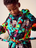 Халат флисовый для мальчика Next N23-834, Черный, Салатовый, Голубой