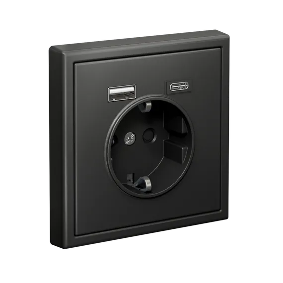 Розетка ArtGallery 16А с 2-мя заряд. устройствами USB A+C 5В/2.4А/3А 2х5В/1.5А механизм базальт SE GAL001432