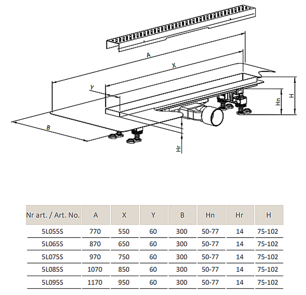 Дренажный канал Radaway Rain 950