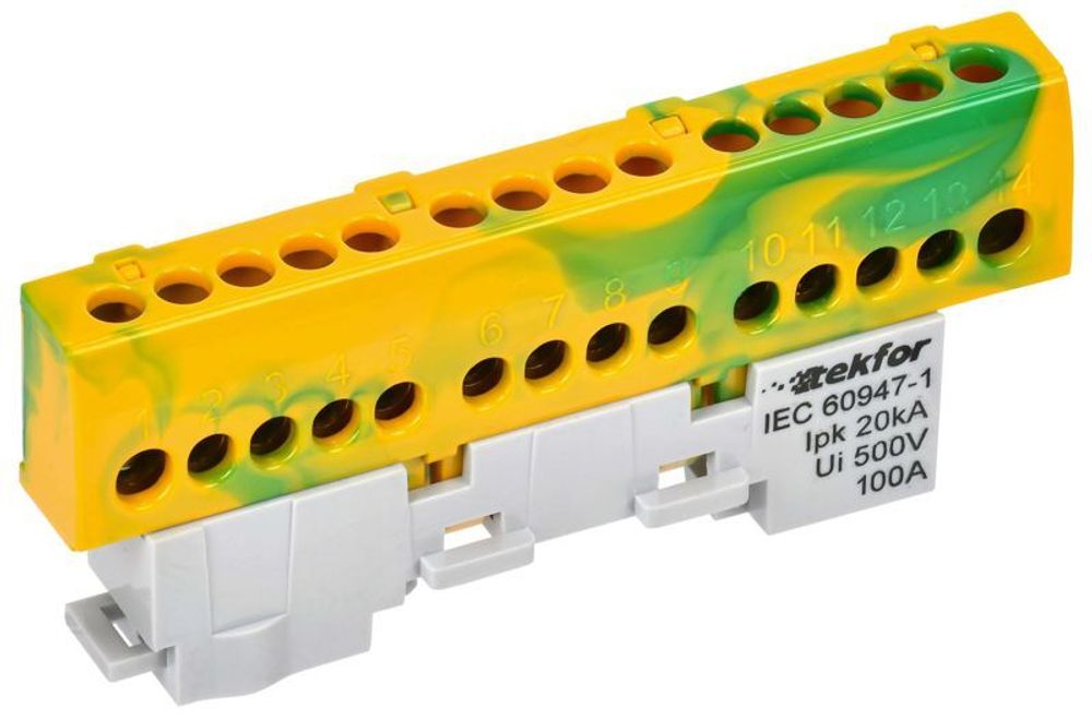 Шина PE "земля" изол. на универс. держ. 6х9-14-ЖЗ TEKFOR IEK TF-NN10-14-KL-K52 Шина PE "земля" изол. на универс. держ. 6х9-14-ЖЗ TEKFOR IEK TF-NN10-14-KL-K52