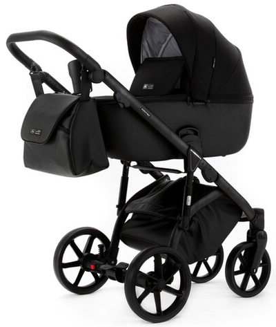 Детская коляска Adamex Nola Natura 2 в 1 N-11-CARBON (ЧЕРН + ЧЕРН. КОЖА)