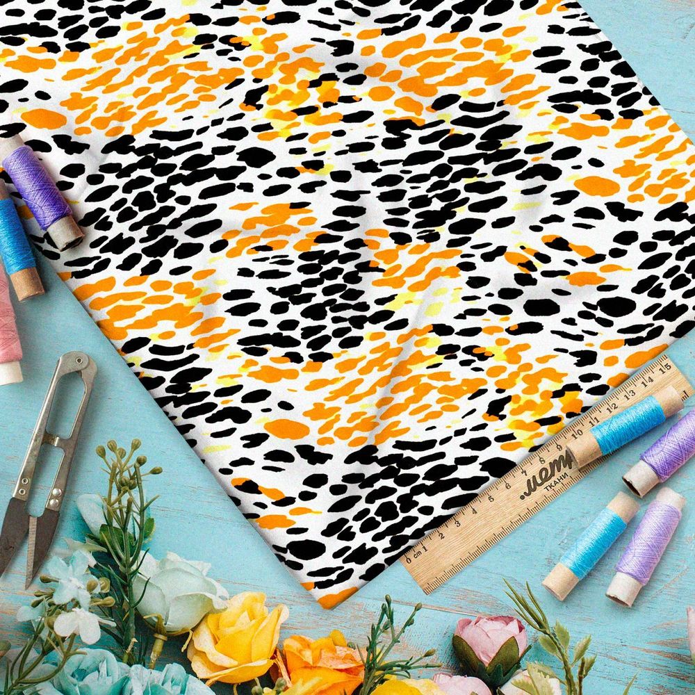 Ткань премиум габардин черно-желтые пятна