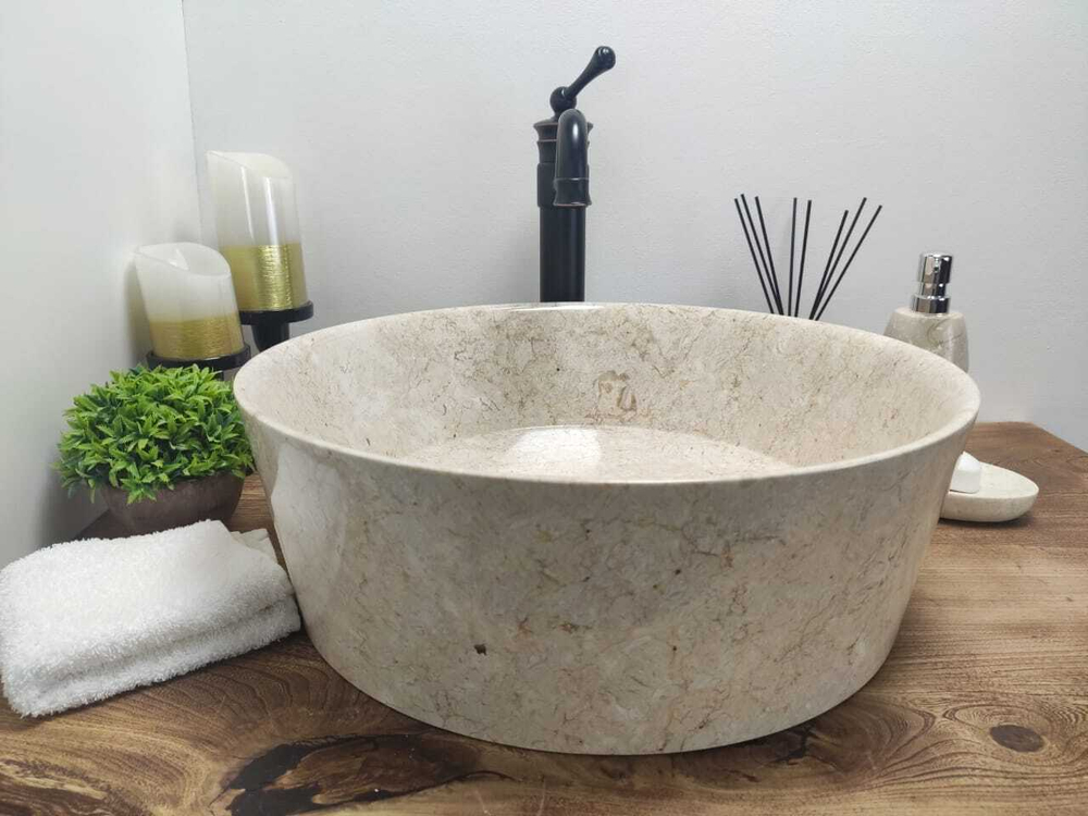 Раковина из мрамора Drum Cream Tin Lip DM-60198 45*45*15