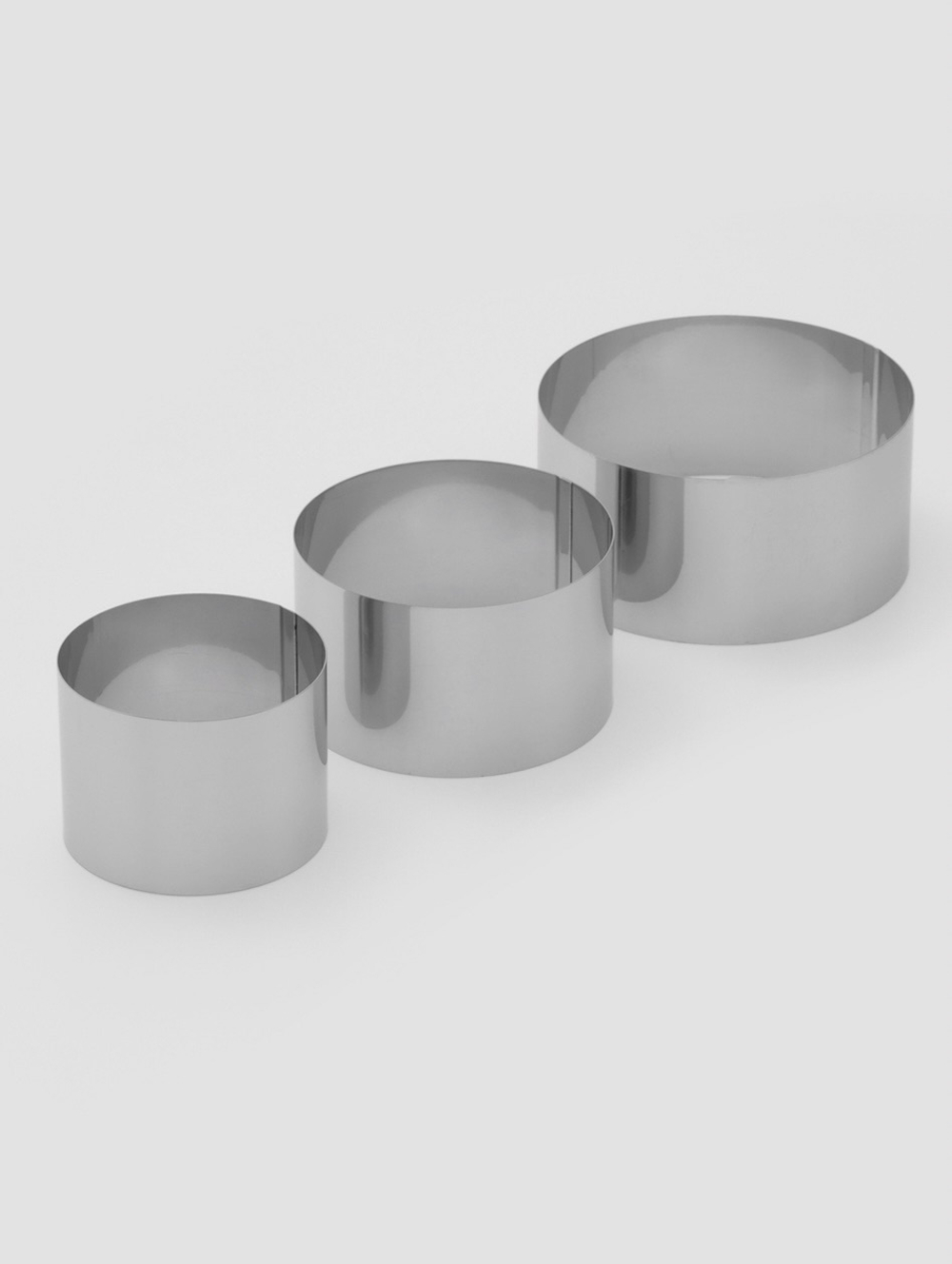 Формы для выкладки и выпечки KONFINETTA «Круг», набор 3 шт., d=8 см, d=10 см, d=12 см, нержавеющая сталь, серебристый