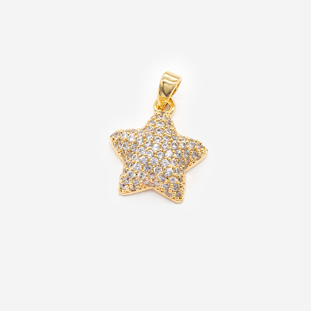 Подвеска с бейлом "Звездочка", 16,5*15мм, фианиты, позолота