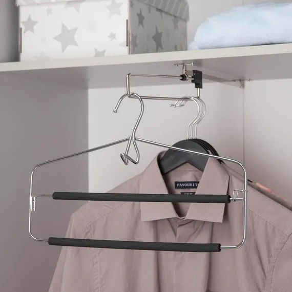Вешалка для одежды антискользящая 2-х уровневая SAVANNA, 37×22 см, металл / полиуретан, цвет чёрный