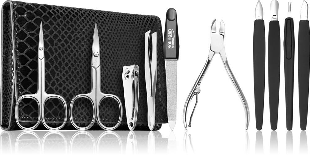 DuKaS Premium Line Solingen 252 - Маникюрный набор + кожаный чехол Черный, 10 шт.