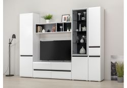 ТВ-тумба Сейдиль белый премиум / черный / белый глянец