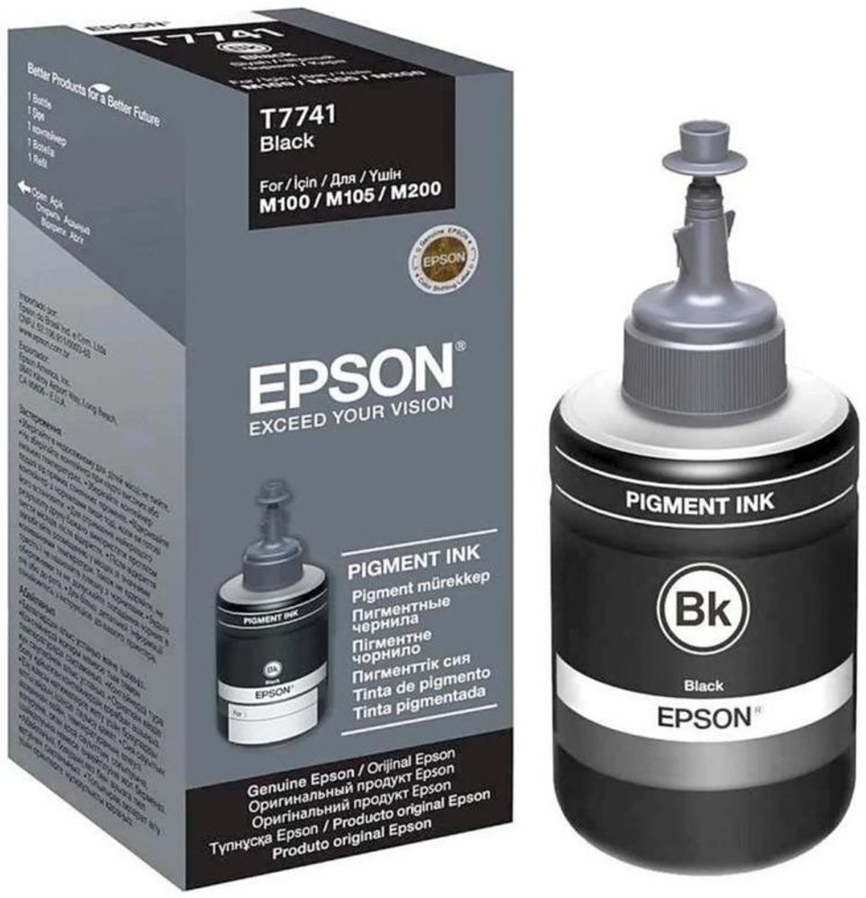 Контейнер EPSON T7741 серии с черными пигментными чернилами M100/M200 (C13T774198)