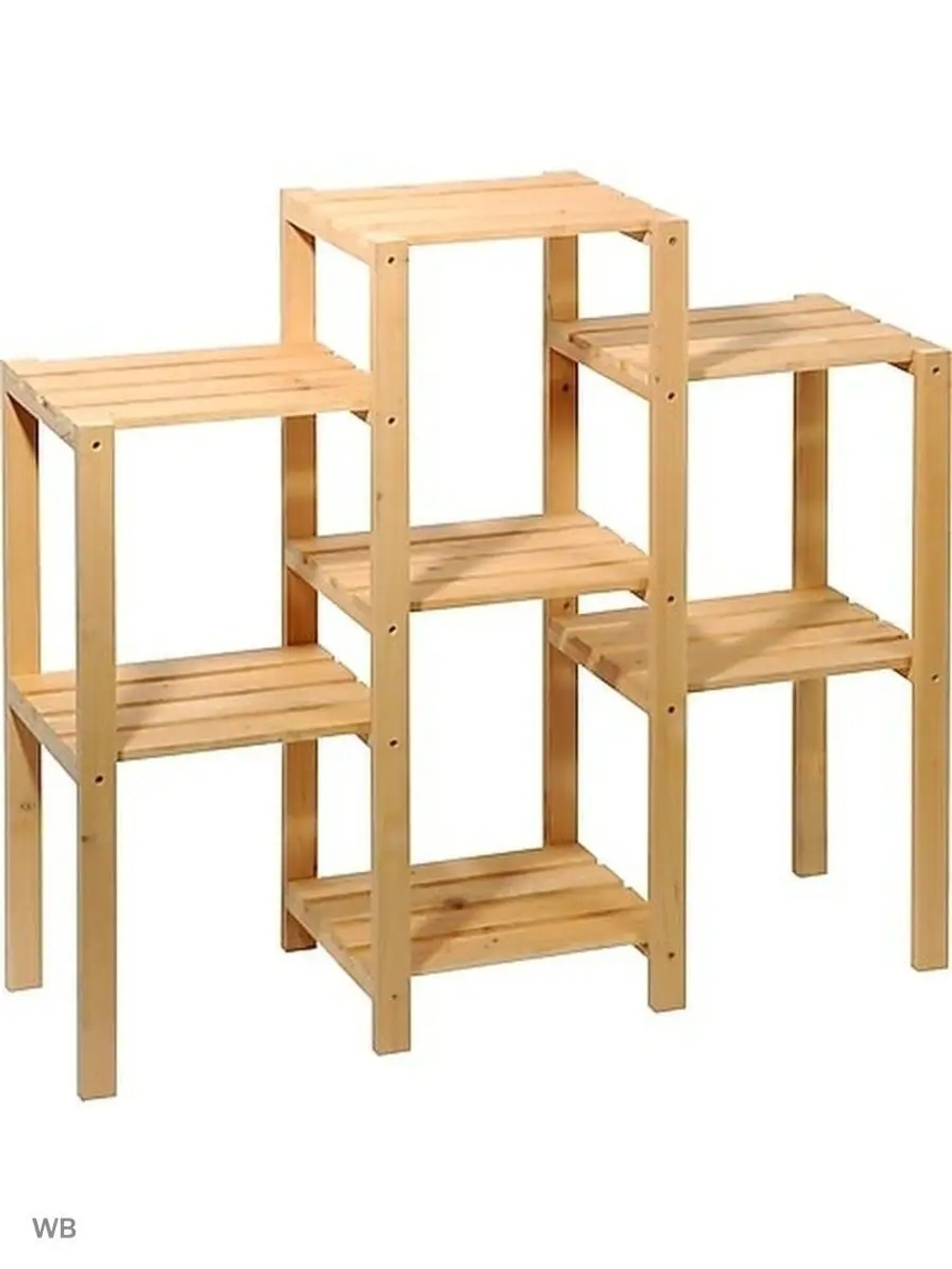 Цветочный стеллаж, полка для цветов, подставка для цветов напольная из сосны для дома и сада, в натуральной отделке