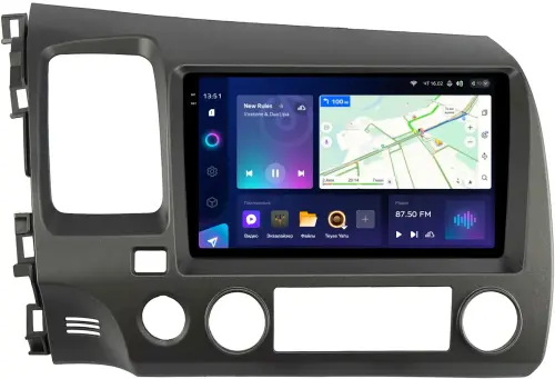 Магнитола для Honda Civic 8 4d 2005-2012 (левый руль, рамка 9) - Teyes CC3-2K на Android 10, Быстрая, 2K QLED, CarPlay, 4G SIM-слот