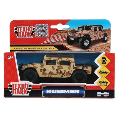 Модель ин. мет. Hummer h1 пикап военный 12см, двери, багаж, коробка SB-18-09-H1-M(DY)-WB (Технопарк)