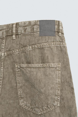ZARA БРЮКИ BAGGY FIT С ПРИНТОМ И ЭФФЕКТОМ ПОТЕРТОСТИ, СВЕТЛЫЙ ХАКИ