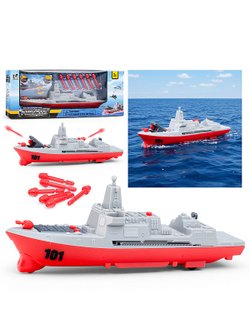 Игрушка Военный катер с ракетами инерционный  (T101)
