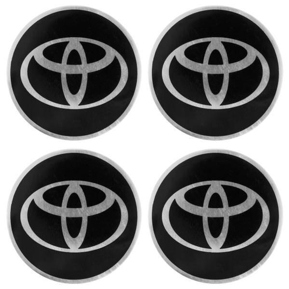 Эмблема на диски/колпаки D=5,7 см черные/алюминий Toyota 4 шт. Skyway