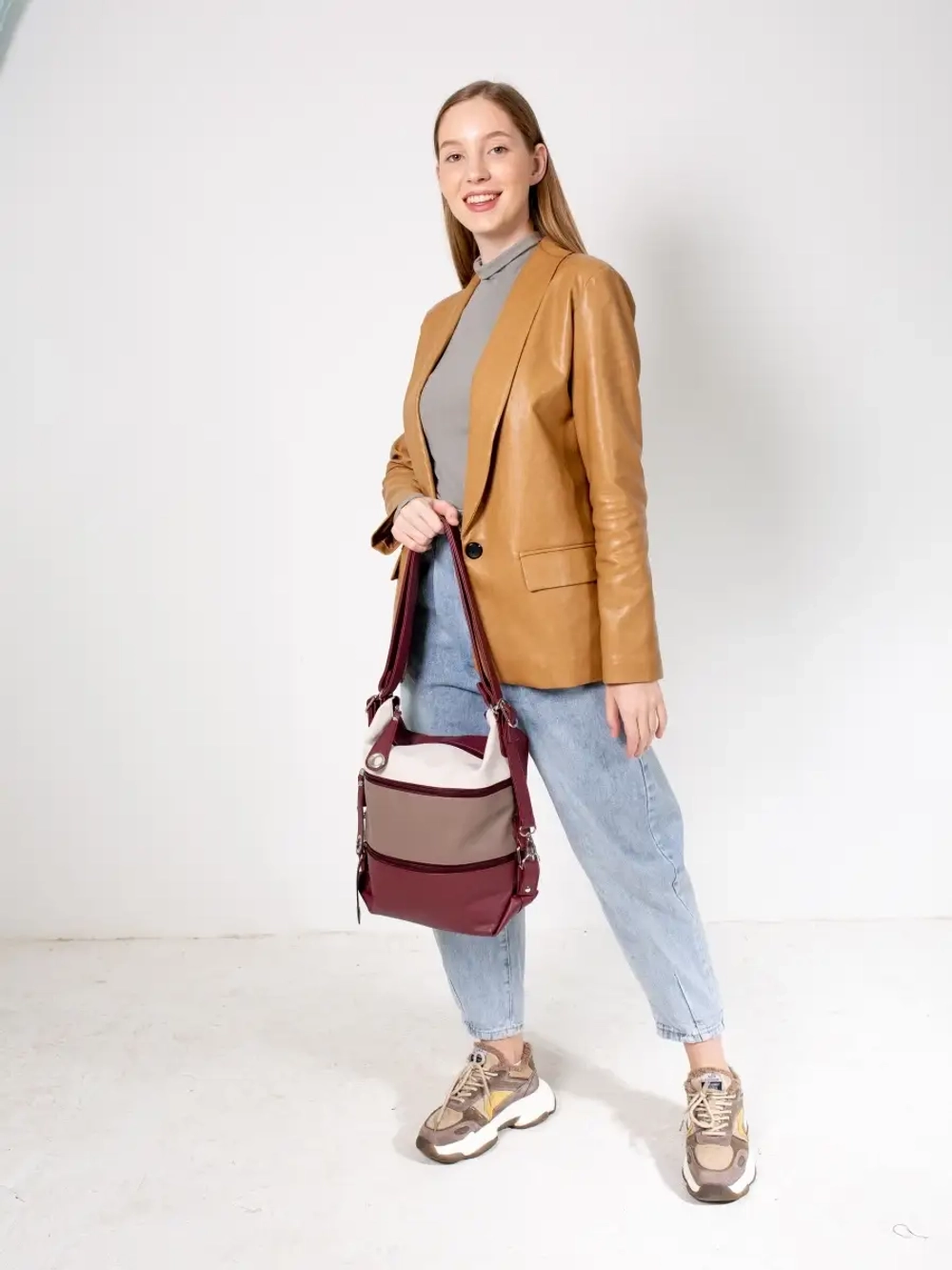 Сумка рюкзак через плечо большая шоппер