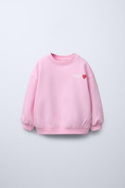 ZARA УТЕПЛЕННАЯ ТОЛСТОВКА С ПРИНТОМ, МЯГКИЙ РОЗОВЫЙ