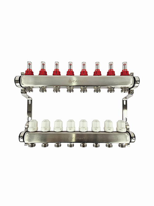 Коллекторная группа с расходомерами САРМАТ 1"x3/4" 8 вых. нерж SS2000 (CN)