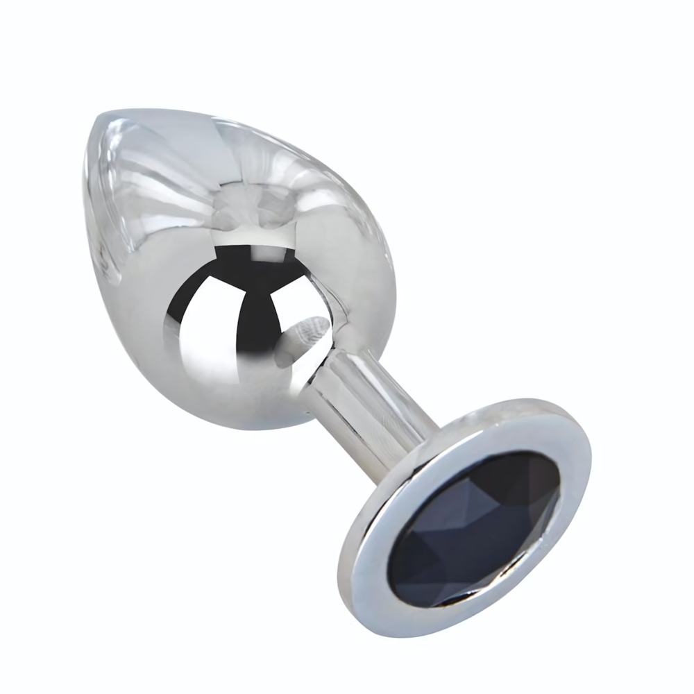 Большой стальной плаг с черным кристаллом Black Rave - 9,5 см. (Цвет: черный)