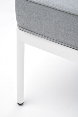 "Канны" угловой модуль плетеный из роупа, каркас алюминий белый шагрень, роуп светло-серый круглый, ткань светло-серая