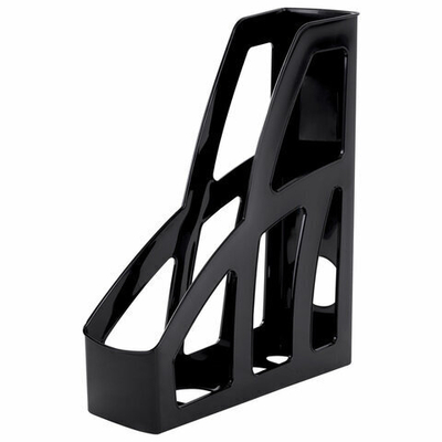 Лоток вертикальный для бумаг BRAUBERG FILE, 250х75х300 мм, черный, 2 штуки в комплекте.