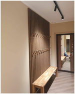 Рейки в прихожей из Сосны 40х40мм с откидными крючками