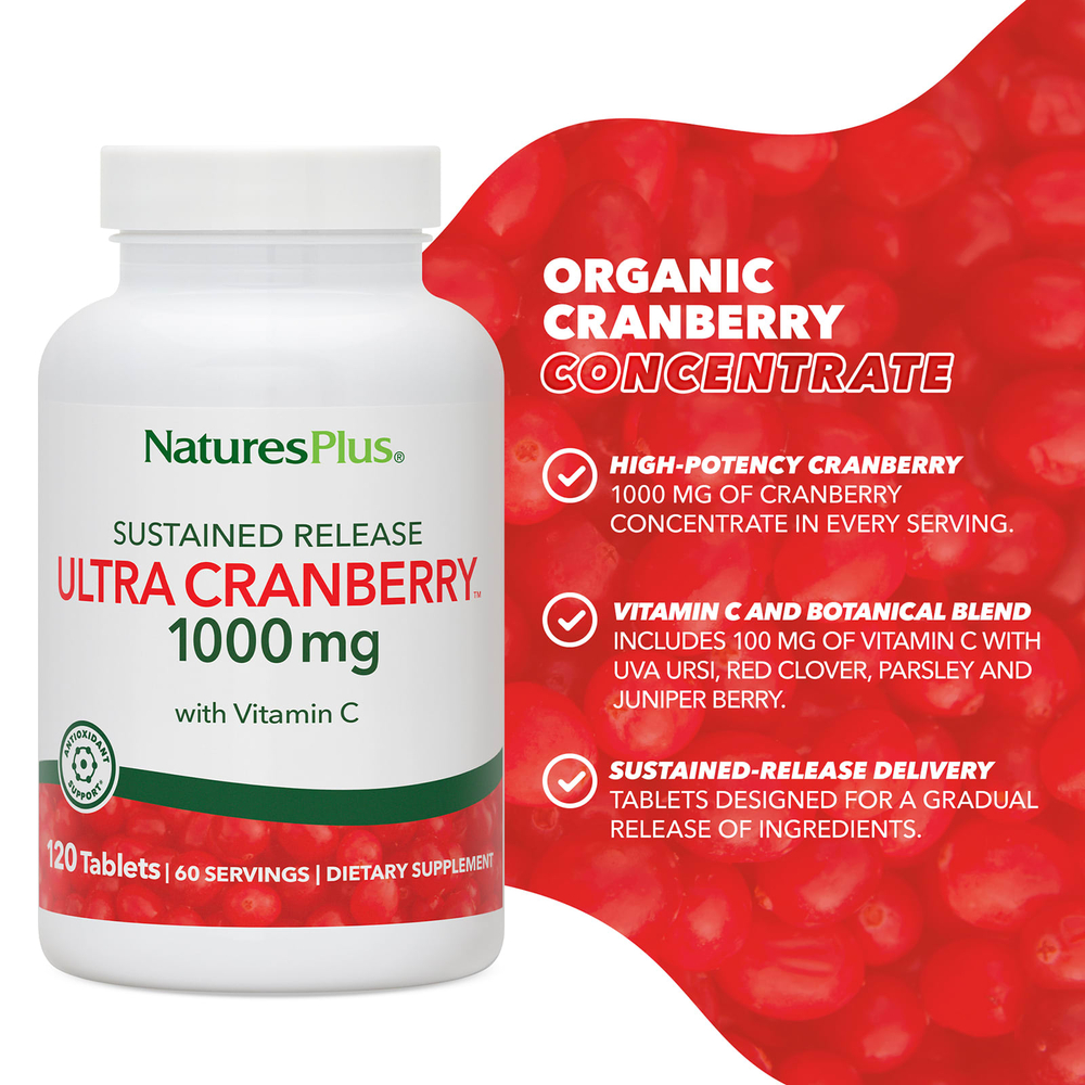 NaturesPlus, Ultra Cranberry™, продукт с длительным высвобождением, 120 таблеток