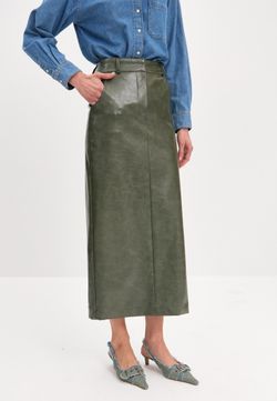 Юбка миди из экокожи