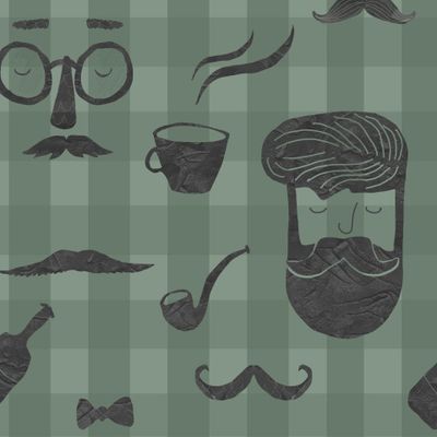 мужской борода усы на зеленом