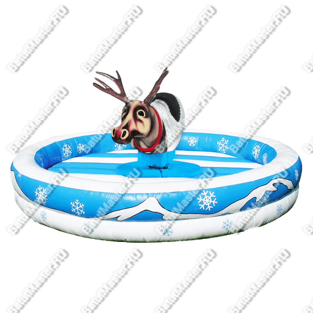 Надувной аттракцион Родео, олень+батут, "Северный олень", круглый, 6*6*3 м