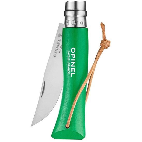Складной нож Opinel №7 Trekking нержавеющая сталь, зеленый, 002210 c клинком из стали Sandvik™ 12С27, рукоять дерево (Граб)