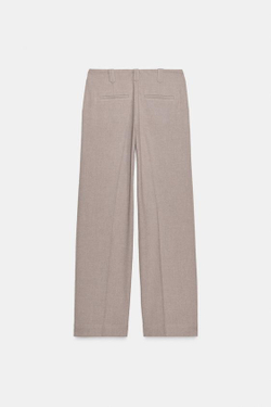 ZARA БРЮКИ ПРЯМОГО КРОЯ СО СРЕДНЕЙ ПОСАДКОЙ, ПЕСОЧНЫЙ МЕЛАНЖ