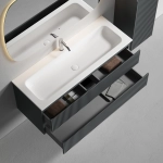 Тумба подвесная SANCOS Сноб Р (Snob R) 1195х445х500, c двумя ящиками оснащенными доводчиками, темный антрацит матовый, арт.SNR120MDH