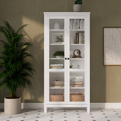 Шкаф-витрина Хемнэс/Кымор, ст/ст 90х198х37см, белый