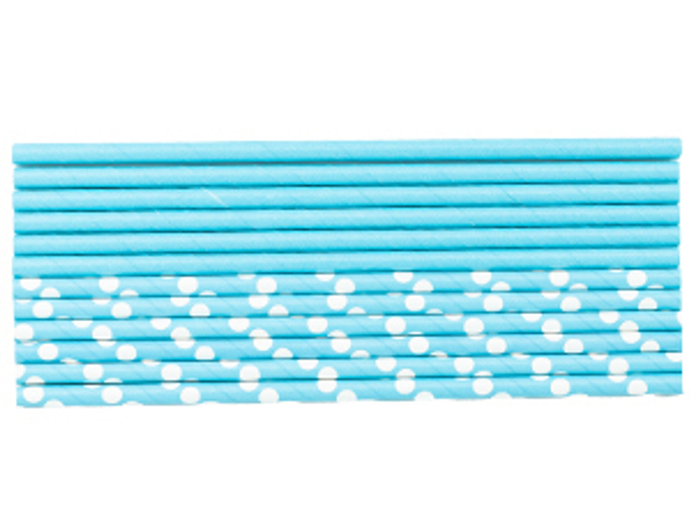 Трубочка д/кокт бум Горошек голубая12штG