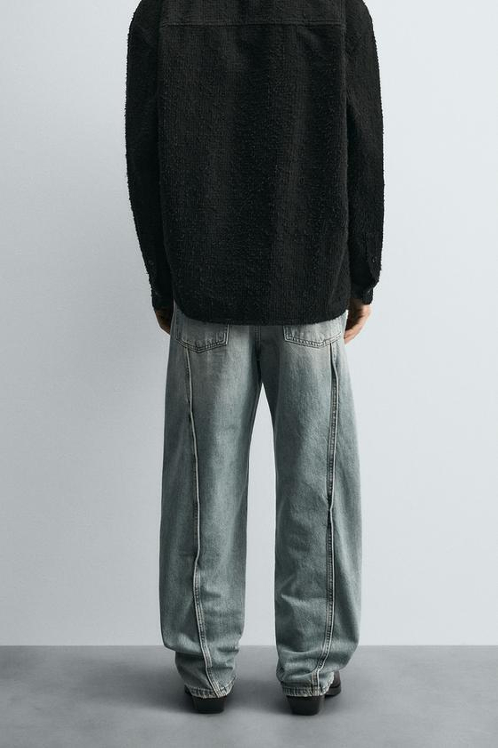 ZARA ДЖИНСЫ BAGGY FIT С ДЕКОРАТИВНОЙ СТРОЧКОЙ, СИНИЙ/ЗЕЛЕНЫЙ