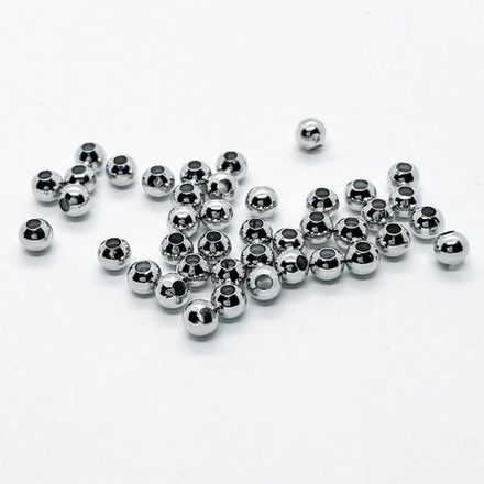 Бусина, цвет серебро (родий), размер 3 мм, цена за 2 грамма (около 45 шт)