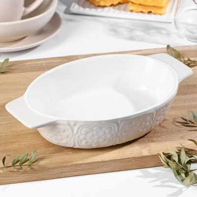 Форма для выпечки из жаропрочной керамики Доляна «Орнамент», 28×16,7×6 см, 1 л, цвет белый (Цвет: не задано)