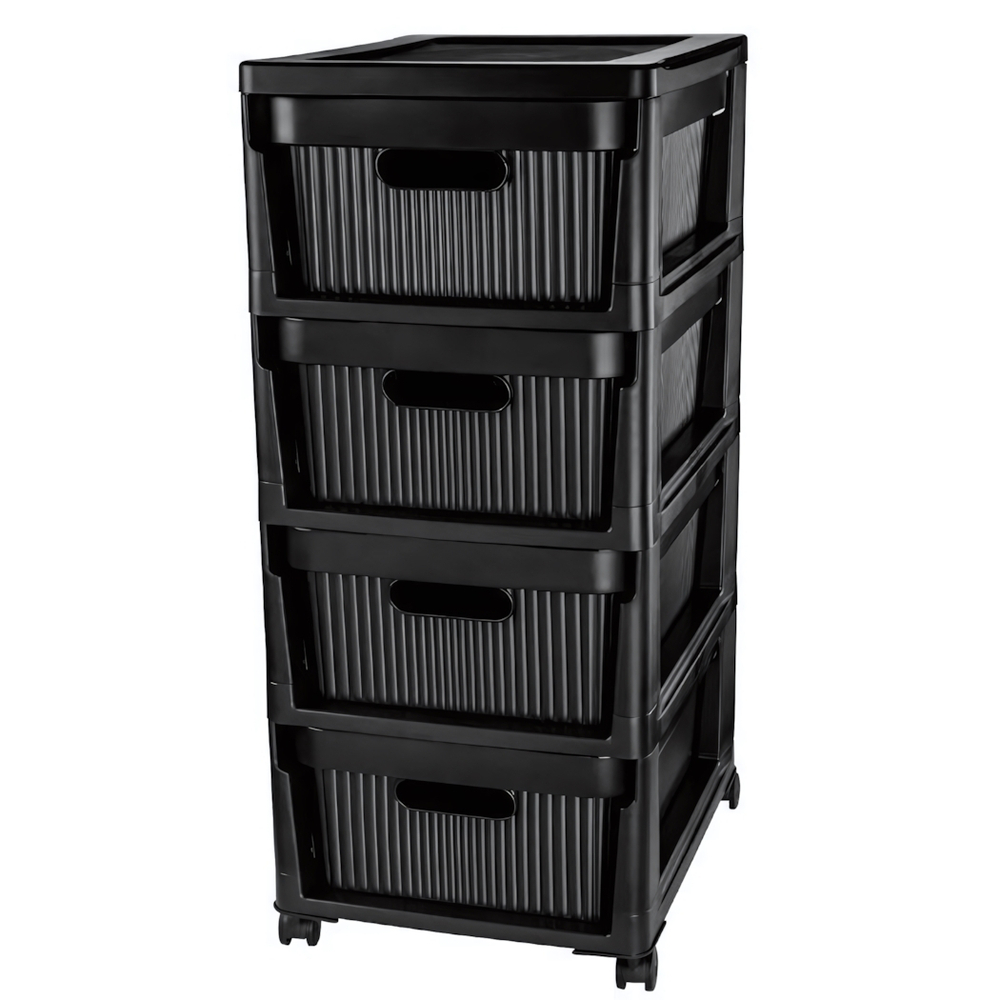 Комод на колесах velvet, 4 ящика, 300х385х690 мм (черный)