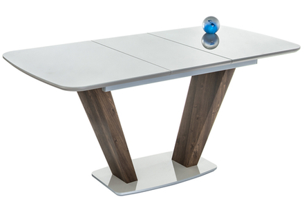 Стол стеклянный Woodville Петир серый, орех кантри