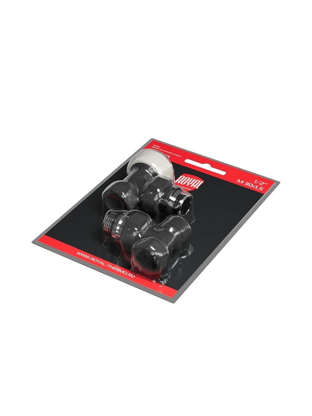 Набор термостатический для радиатора угловой Design 1/2" М30х1,5 Черный Royal Thermo