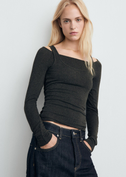 Комбинированный джемпер с круглым вырезом