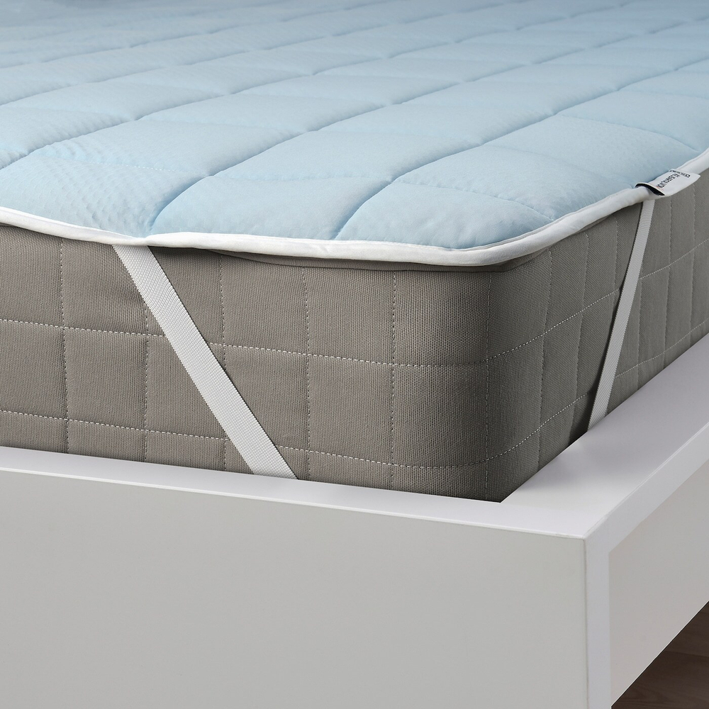 IKEA KEJSAROLVON  (ИКЕА КЕЙСАРОЛВОН)  -  Наматрасник, бежево-голубой, 90x200 см