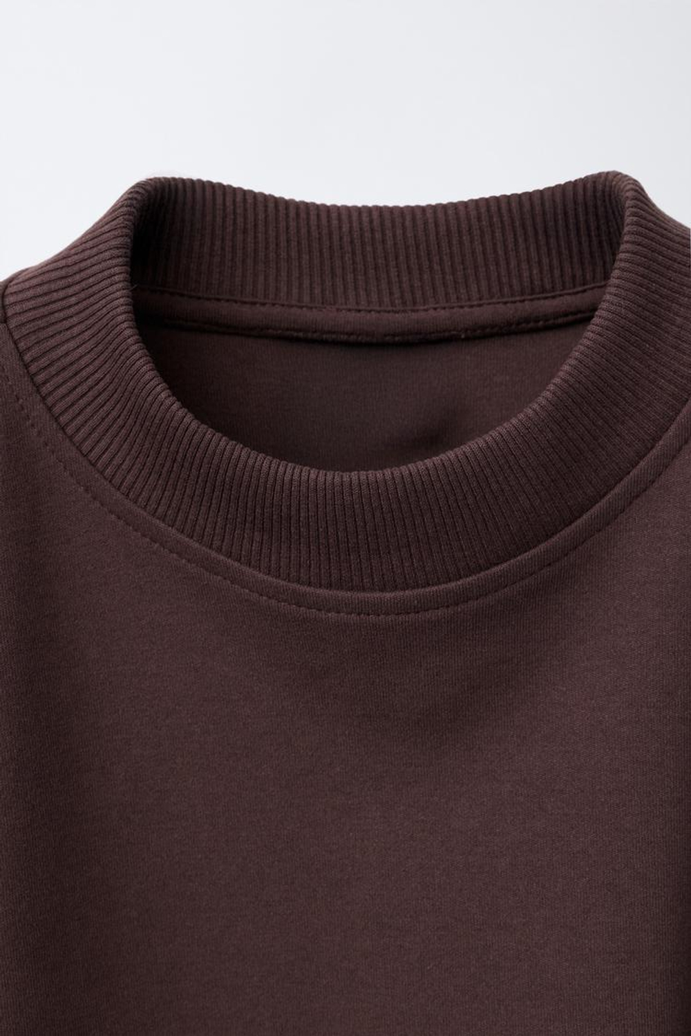 ZARA КОМПЛЕКТ ИЗ ТОЛСТОВКИ И БРЮК WIDE LEG ИЗ ТКАНИ ИНТЕРЛОК, КОРИЧНЕВЫЙ