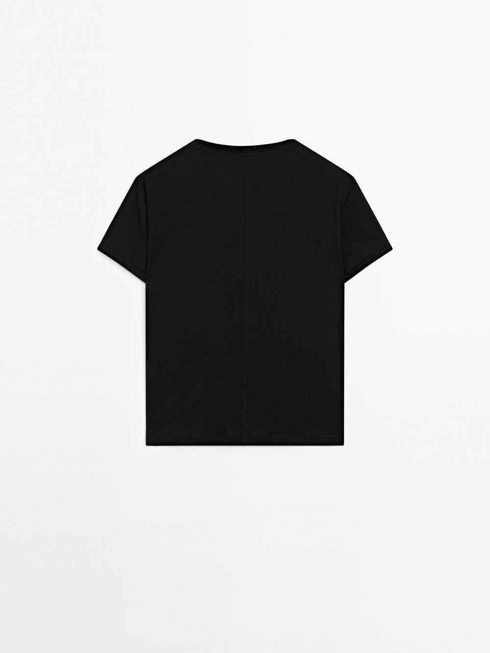 Massimo Dutti Футболка с коротким рукавом из 100% хлопка, черный