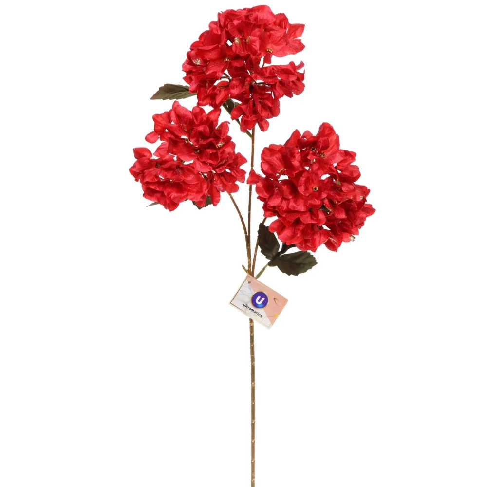 Искусственные цветы «FLOWERS GLAMOUR» 70см Гортензии 3 цветка красные